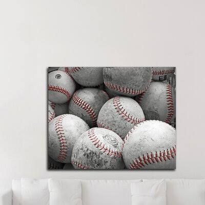 &Vintage Baseballs& by Brooke T. Ryan - Print on Canvas Harriet Bee Size: 24x22 H x 30x22 W x 1.5x22 D XQR2_W8SGW85